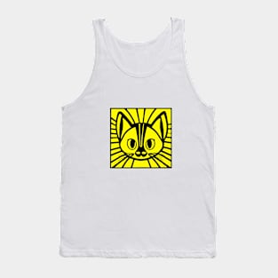 Cat illustrated yellow black Tank Top